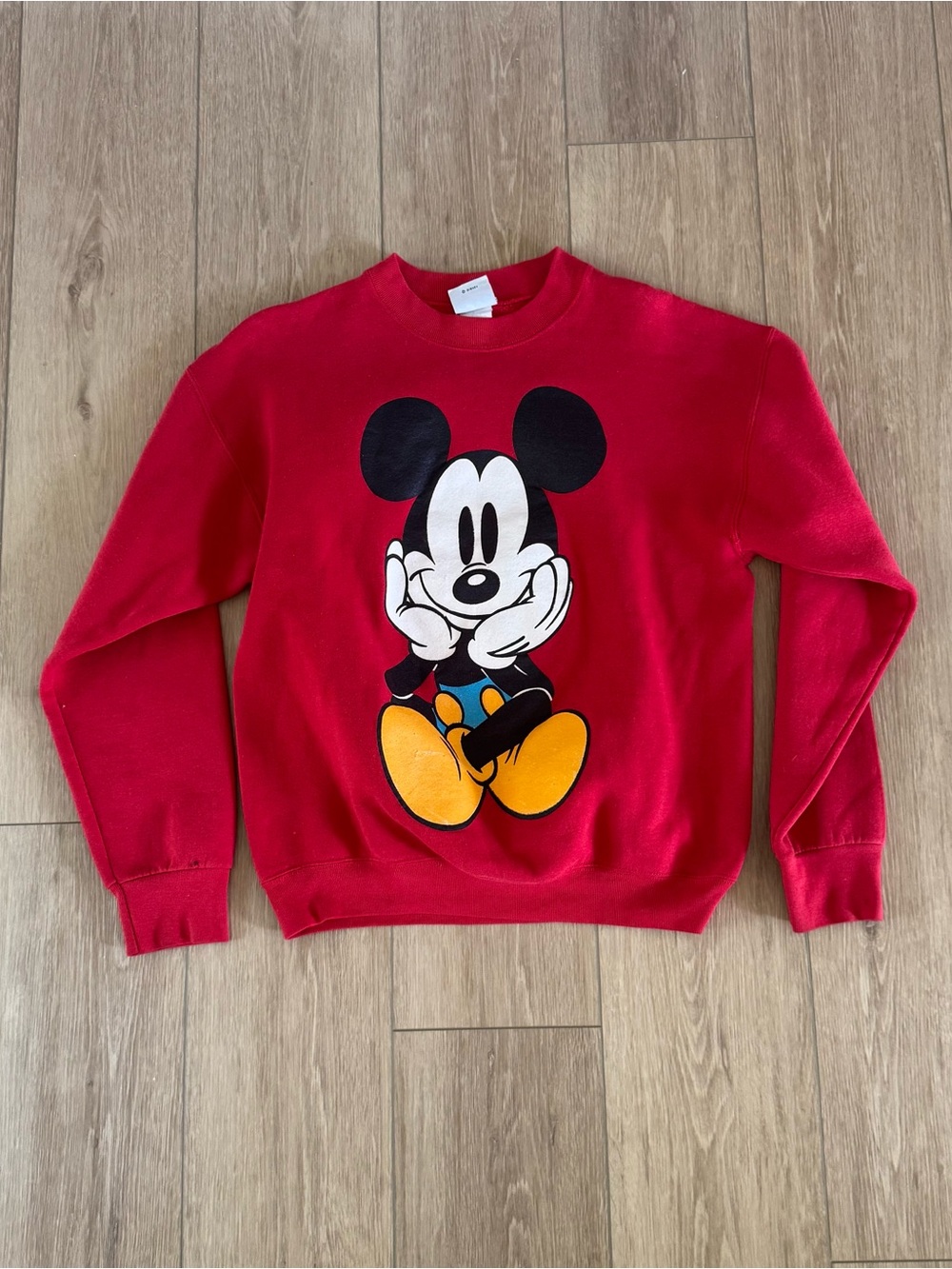 Vintage Early 90’s Red Mickey Mouse Graphic Crewneck Sweater
